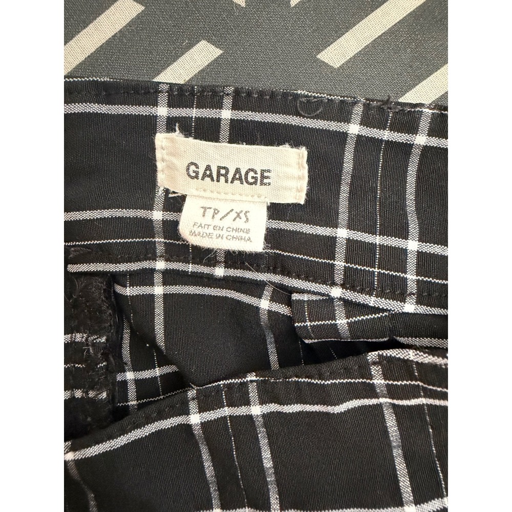 Garage Black White Plaid Mini Skirt Front Slit High Waisted Size xs - Picture 4 of 6